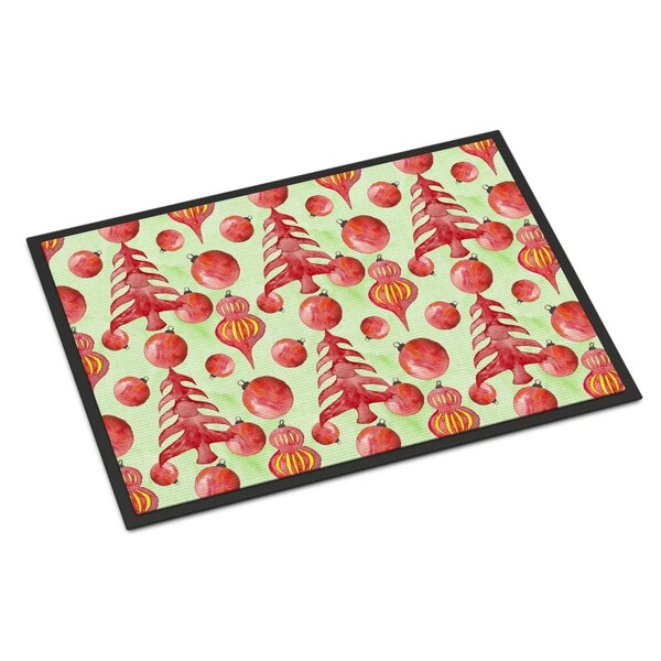 Carolines Treasures Red Christmas Tree and Ornaments Indoor or Outdoor Mat, 18 x 27 in. BB7483MAT - main